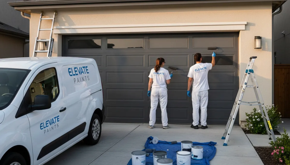 Professional garage door painting by house painters in Clearwater, FL for lasting coastal durability
