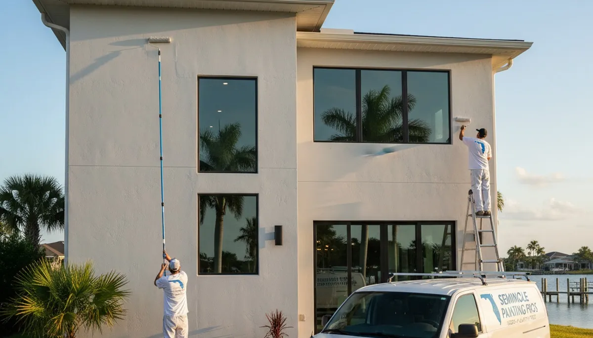 Professional house painters working on exterior home painting in Clearwater, FL