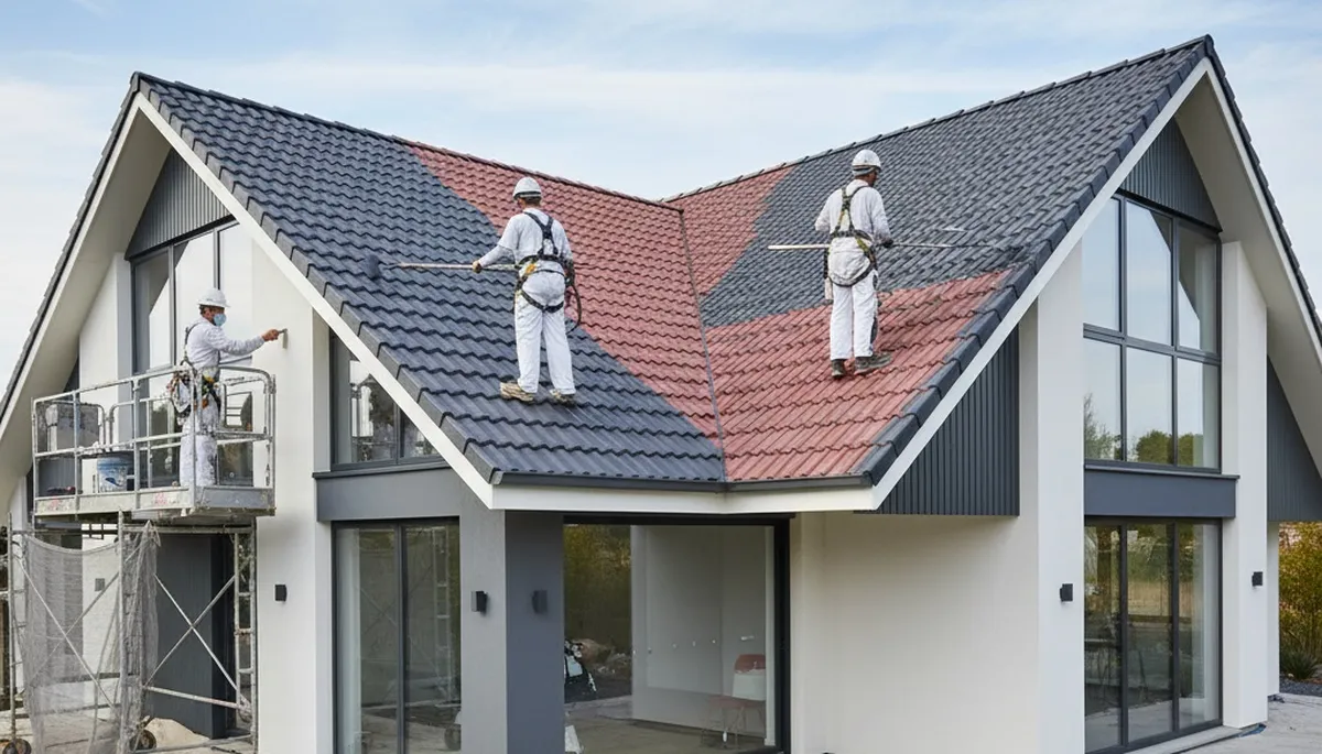 Professional roof painting and coating service on coastal home in Clearwater, FL