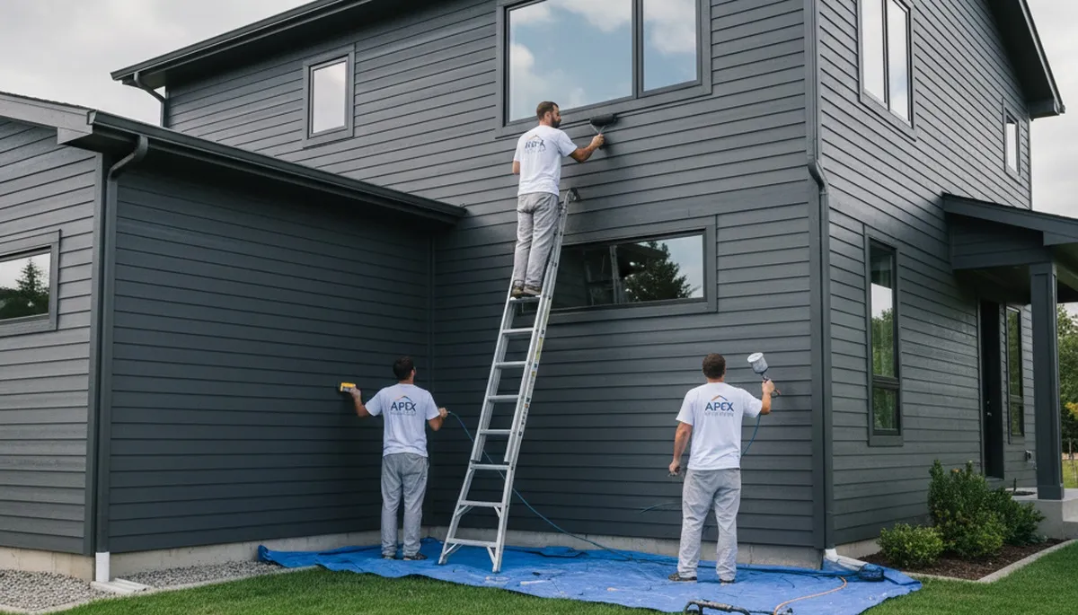 Professional siding painting on a Clearwater FL home by expert exterior house painters